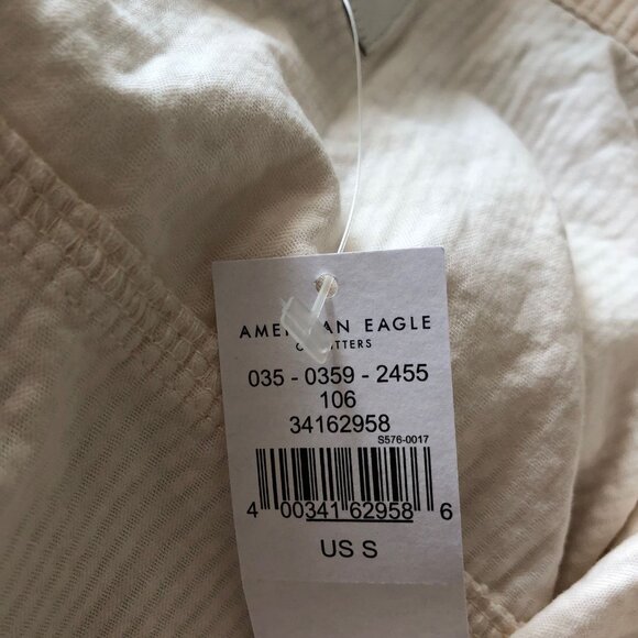 American Eagle‎ Womens Beige Corduroy Button-Up Peplum Shirt Size Small NWT - Picture 7 of 8